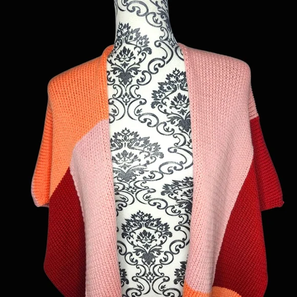COCOGIO Colorblock Open Front Shawl - One Size - Picture 2 of 8